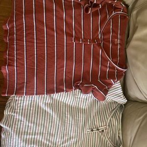 TWO BASIC STRIPED TEES